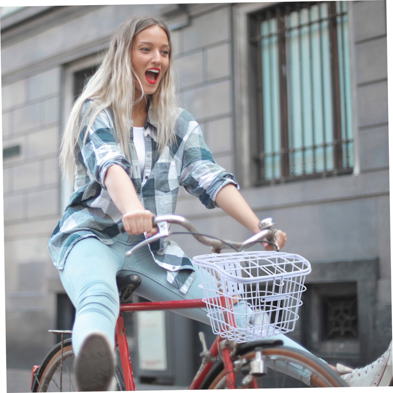 Zerodeko Electric Bike Front Storage Basket with Lid Thickened Iron Bike Basket for Cycling Parts Suitable for Electric