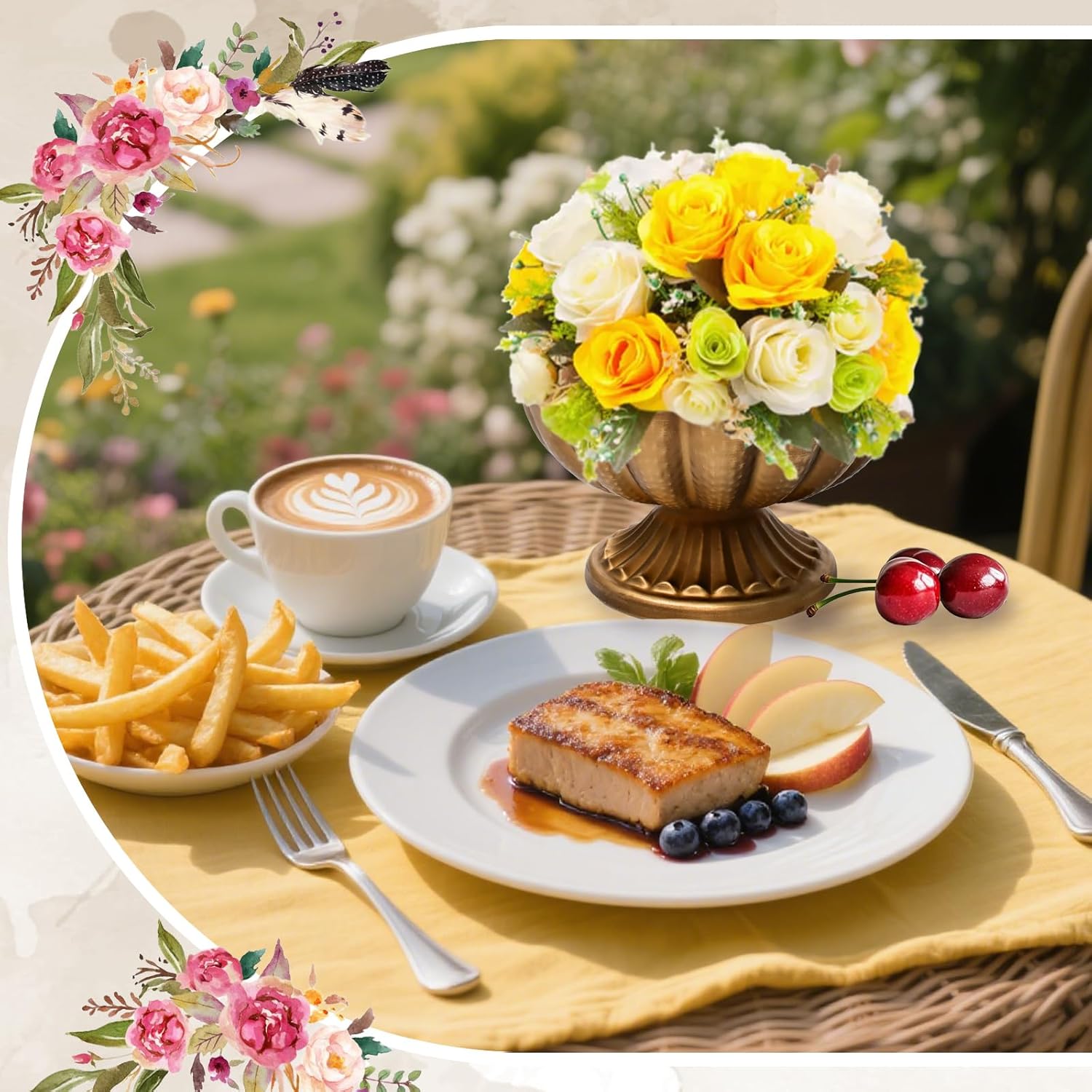 4 Pcs Metal Compote Bowl 7 Inch Compote Vases Indoor and Outdoor Fruits Bowl for Plant Christmas Wedding Flower Holder Centerpiece Home Party Decoration (Gold)