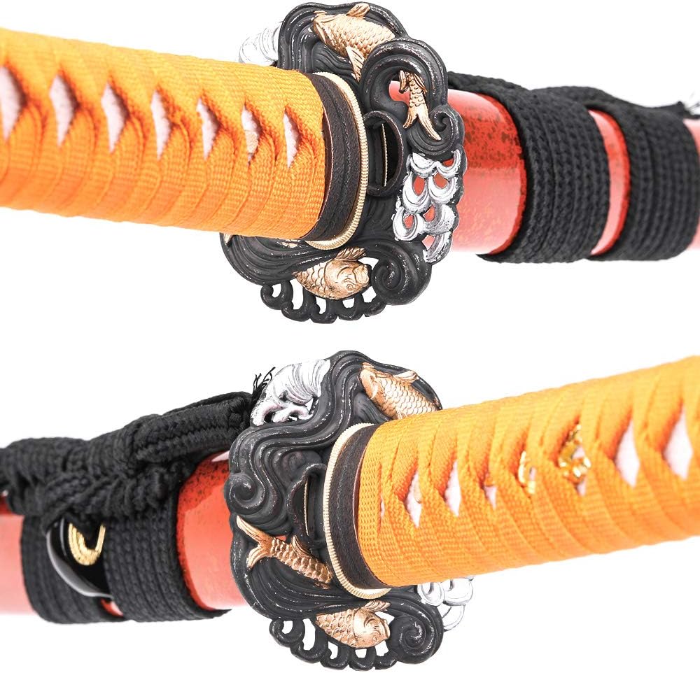 siwode Katana Handmade Full Tang Sharp, Alloy Tsuba Japanese Samurai Sword High Carbon Steel 1060,T10 1095, 40-Inch