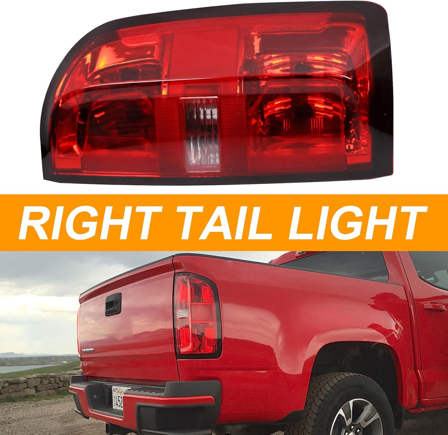 Nakuuly Tail Light Assembly Compatible With 2015-2022 Chevy Colorado Factory Style Right Passenger Side Taillight Brake Rear Lamp Red Clear Lens with Bulb and Harness # 84169778 GM2801270