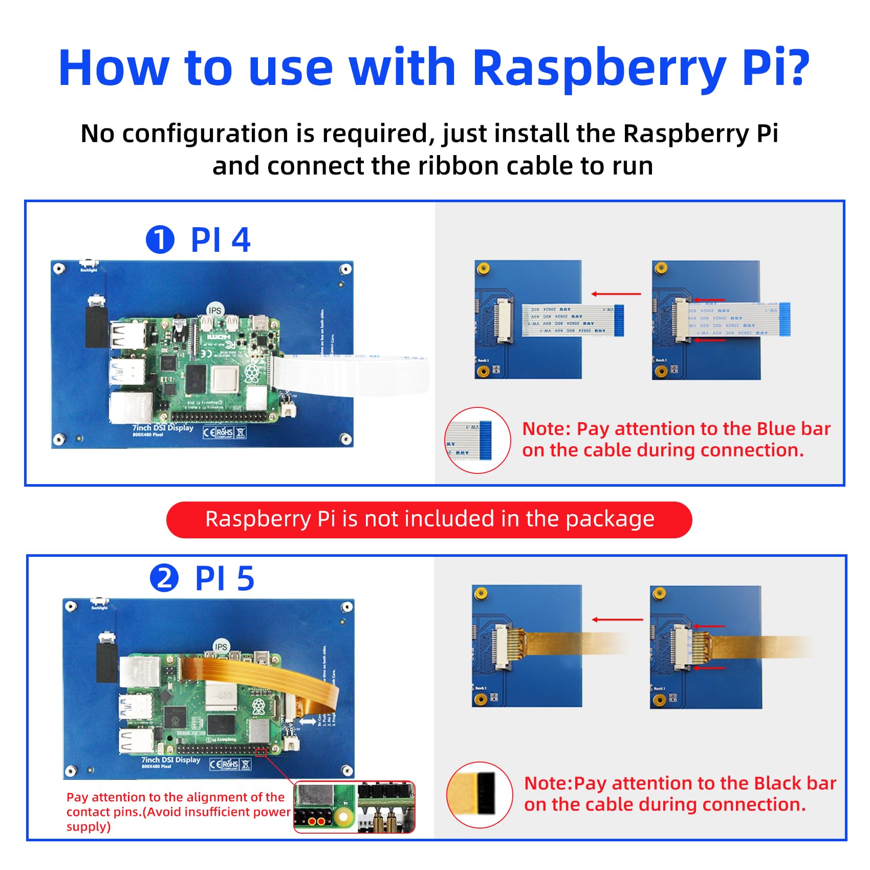 LUCKFOX DSI Capacitive 7 Inch Touch Screen For Raspberry Pi Screen - Foto 4