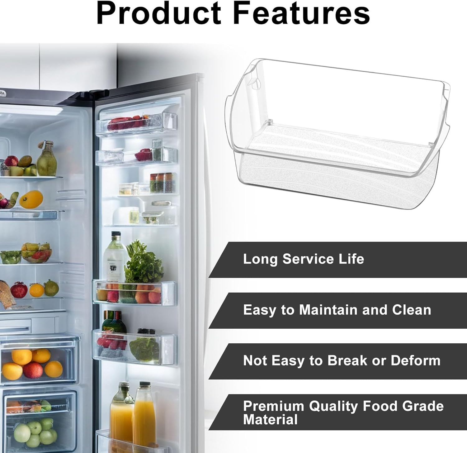 242079701 Refrigerator Door Shelf Bin Replacement Compatible with Frigi-daire Refrigerator Replaces 242011501 242011503 242011504 1940366 AP5270343 PS3497801