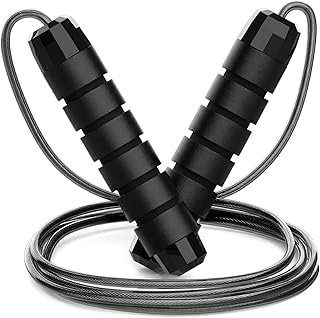 Cuerda de saltar de alambre de acero ajustable para fitness, cuerda de saltar de velocidad pesada para entrenamiento en casa y gimnasio, cuerda de ejercicio duradera