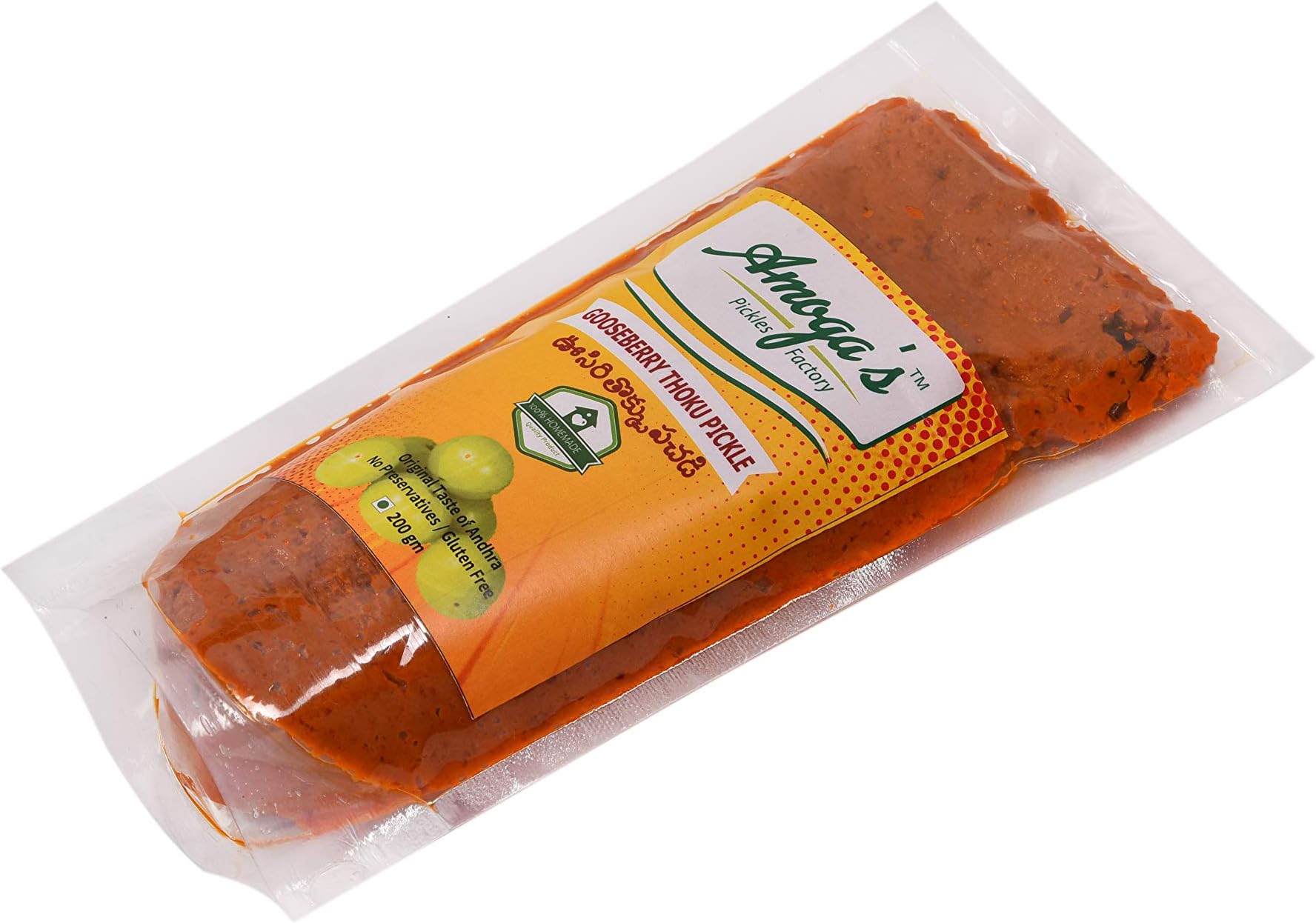 Amoga's Pickles Factory Andhra Fresh Gooseberry Thokku / Usirikaya Thokku Pickle/Achar 200 gm and Elephant Foot Yam /Kanda Pickle 200 gm Combo Pack (Pack of 2)