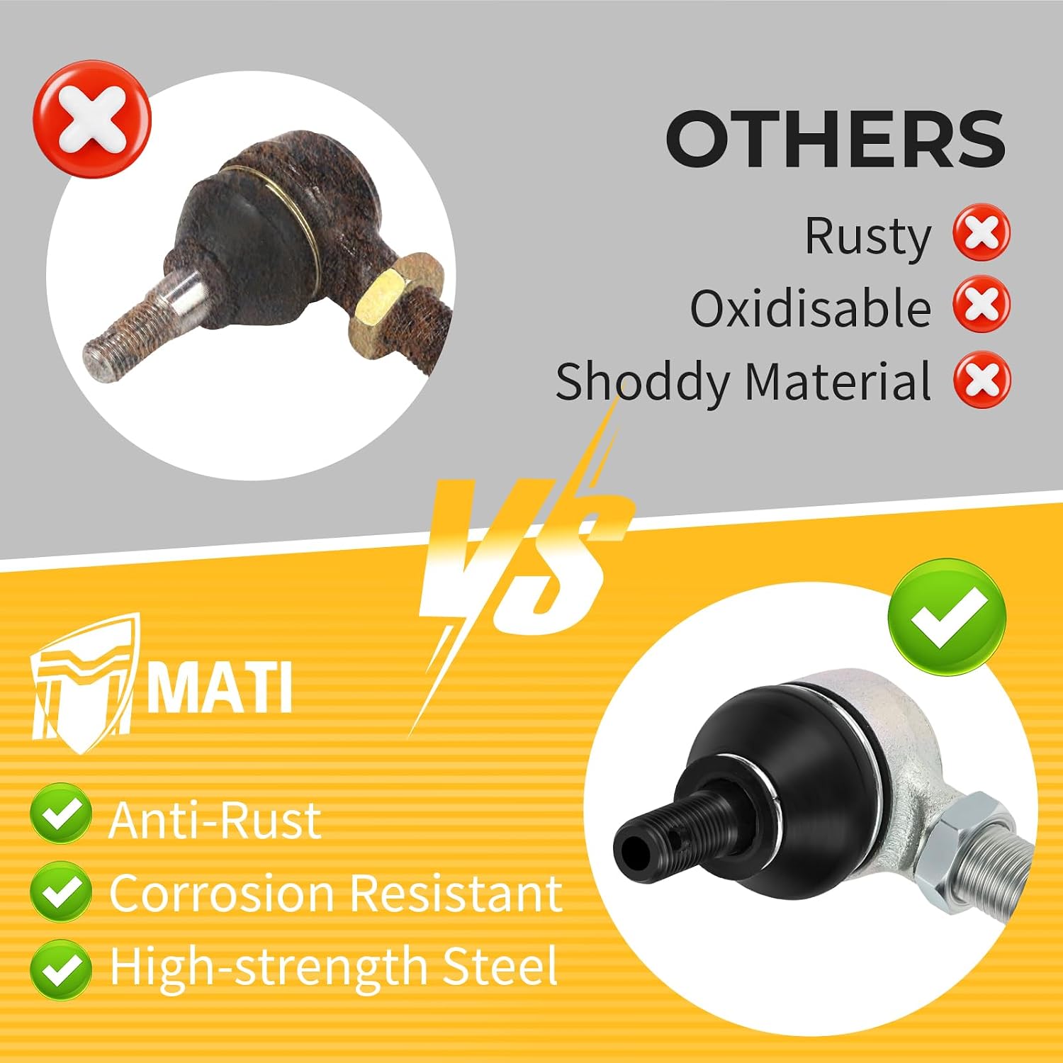 M MATI Golf Steering Tie Rod End & Shaft Kit for EZ-GO TXT/Medalist/Marathon Golf Carts Gas & Electric 1994.5-2001.5 70074-G01 70074-G02