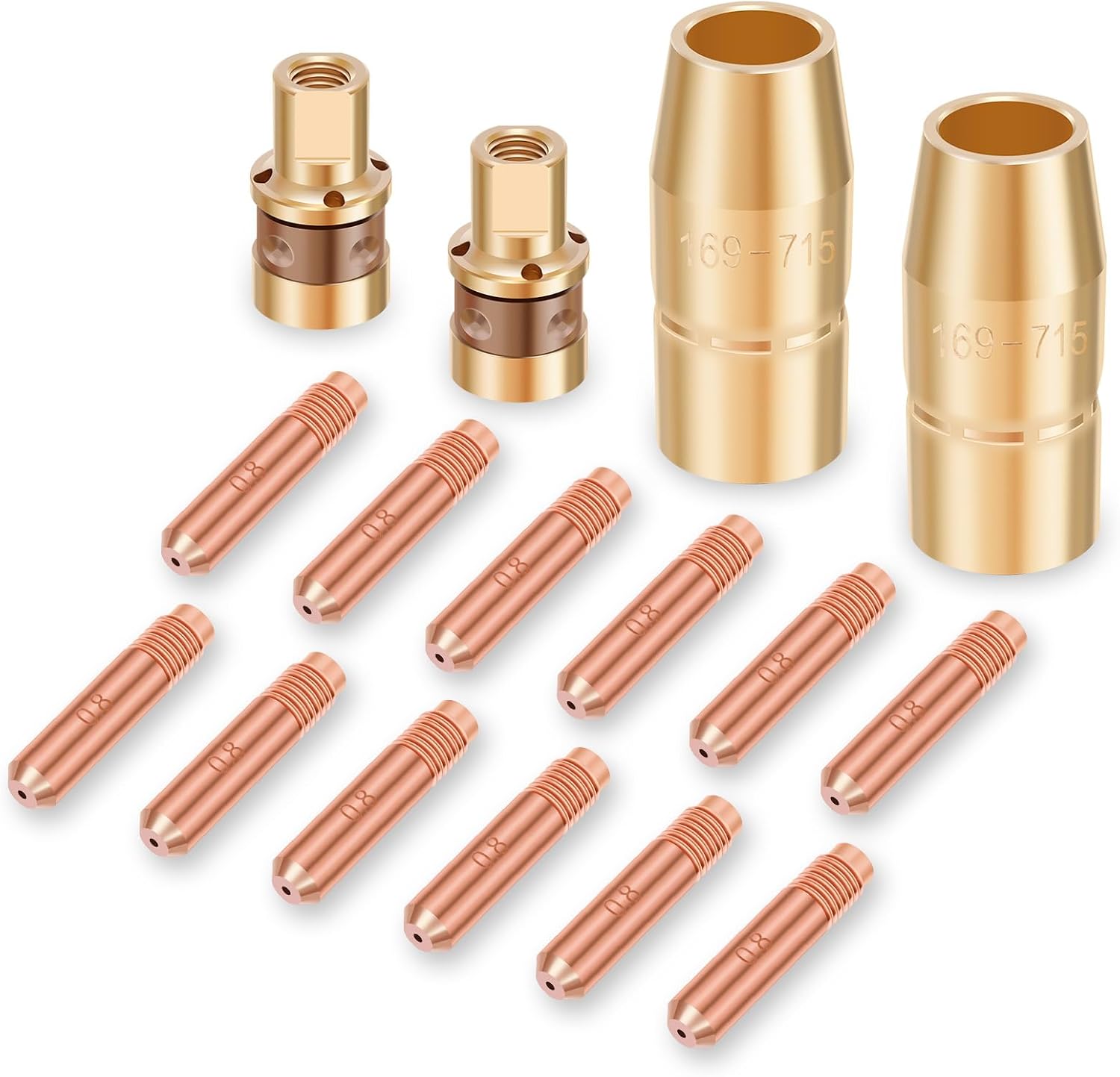 Gas Nozzle Tips Kit, Compatible with Miller Millermatic 135/140/175/211, MIG Gun Series M-10/15/100/150, Hobart Handler 120/125/135/140/175/180/187/190, Gun Series H9/10, Tips(0.030")