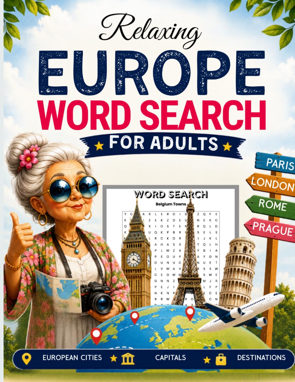 Relaxing Europe Word Search for Adults: European Cities • Capitals • Destinations