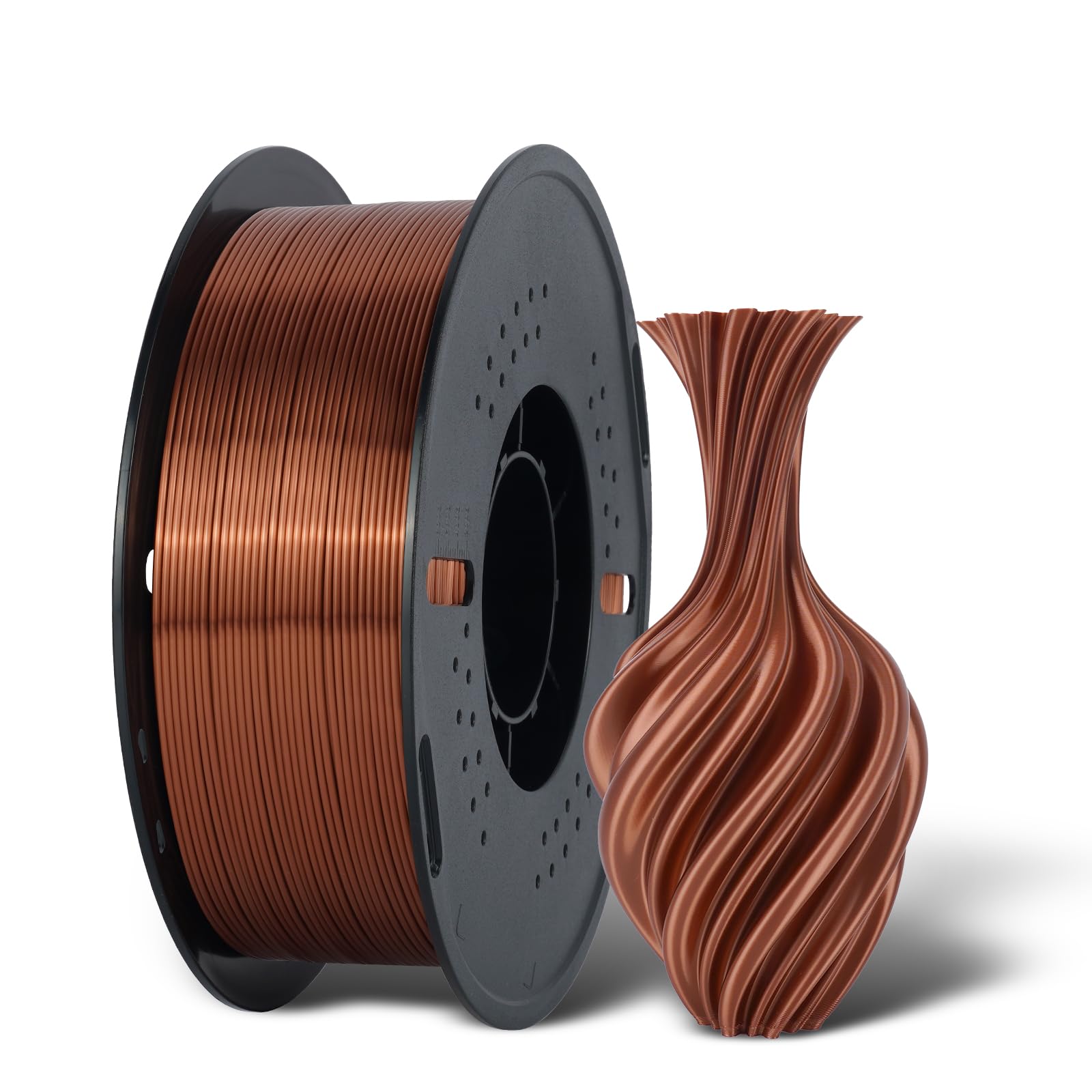 Filamento de seda PLA para impresora 3D, precisión dimensional +/- 0.03 mm, carrete de 1 kg (2.2 libras), filamento PLA brillante de 1.75 mm (cobre)