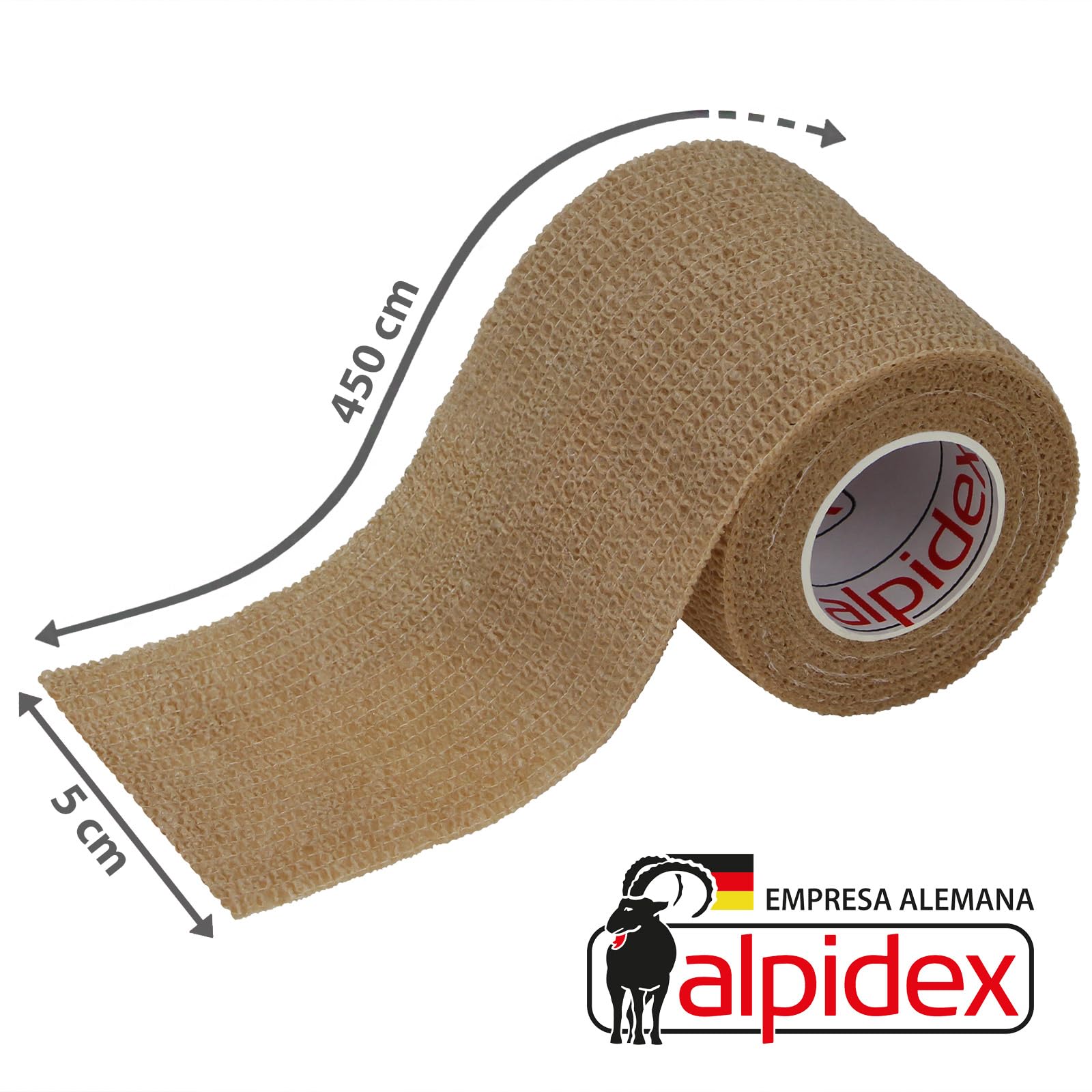 ALPIDEX 12 Rollos Venda Adhesiva 5 cm x 4,5 m Venda Cohesiva Envoltura Tape Deportiva Bendaje Autoadhesiva Mano Rodillas Tobillo Vet Wrap Perro Gato Caballo, Color:beige