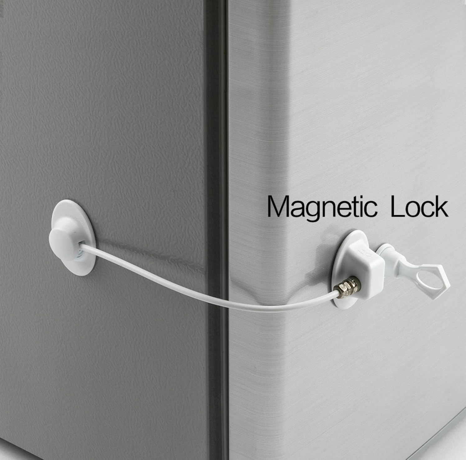 Refrigerator Lock with with Magnetic, White Refrigerator Lock Dorm Freezer Door Lock and Child Safety Cabinet Lock with Strong Adhesive, very convenient to unlock