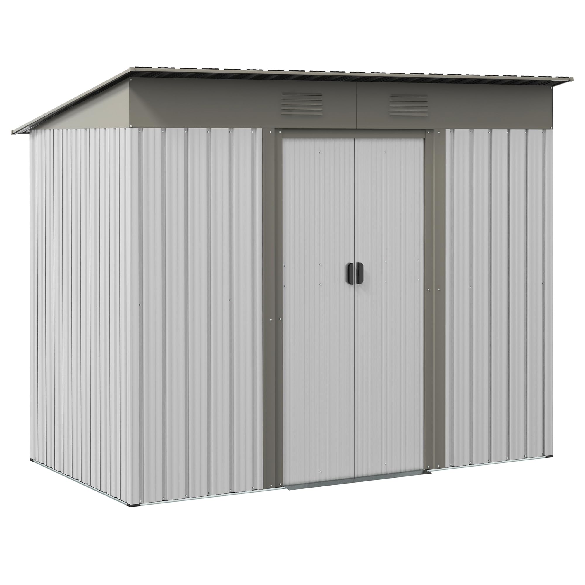 GLANZEND 7 x 4 FT Metal Lean to Garden Storage Shed, Outdoor