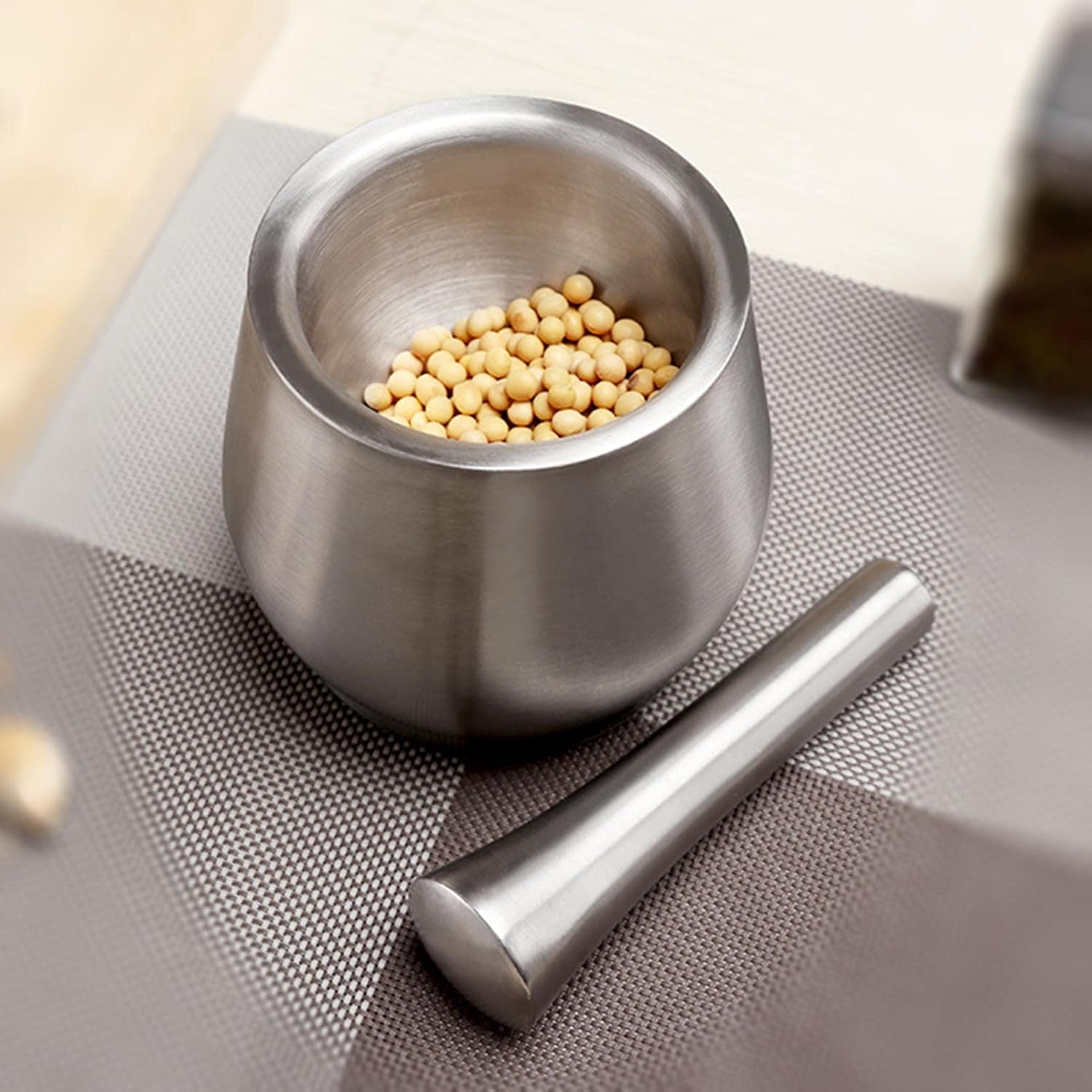 304 Stainless Steel Hand Mortar and Pestle Manual Grinder Perfect Crushing Herbs Spices