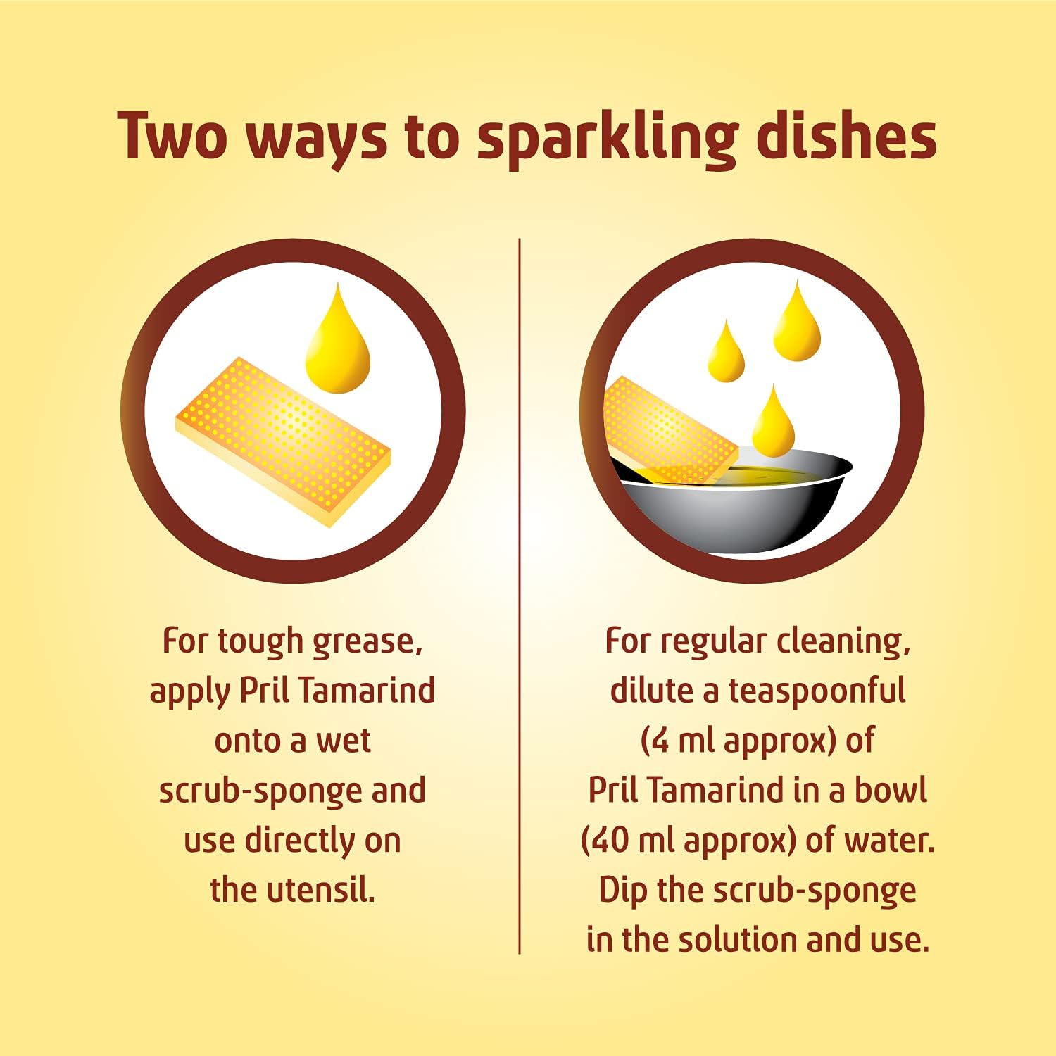 Pril Tamarind Liquid Dishwash Gel - 750 ml | Power of Tamarind for Tough Stains | Leave Utensils Sparkling Clean | Insta Clean Technology | Active Power Boosters