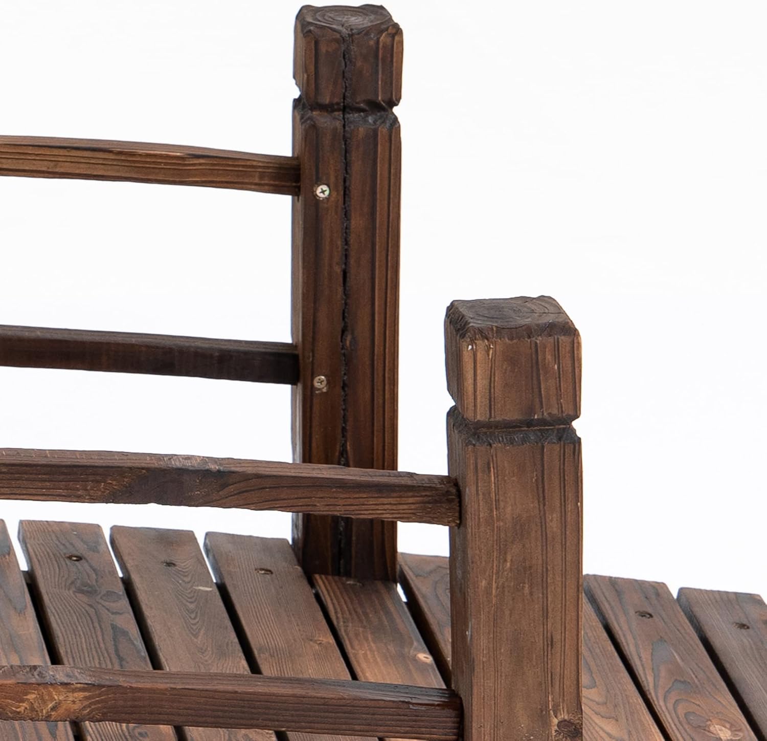 GOWE Fir Wood Garden Bridge Arc Walkway with Side Railings for Backyards, Gardens, and Streams, Stained Wood, 60" x 26.5" x 19"