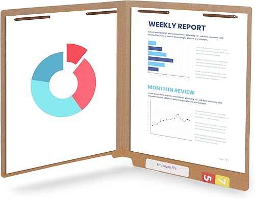 Vista 28 de Blue Summit Supplies 50 carpetas de archivos moradas con pestañas de extremo completo con sujetadores, tamaño carta, dos puntas, paquete de 50