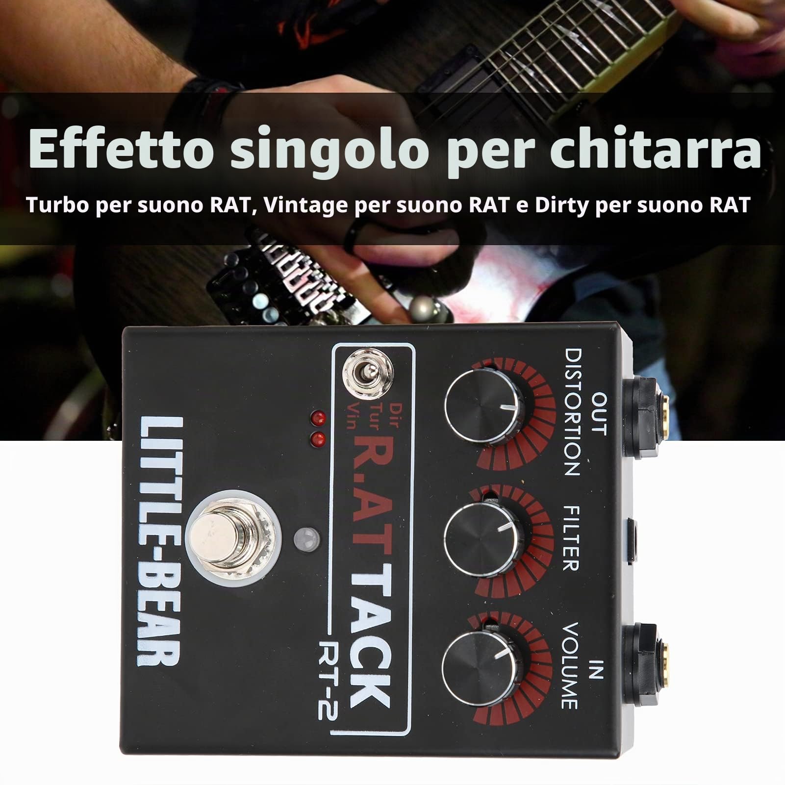 Distortion Guitar Pedale Black 3 Level Electric Guitar Distortion Effector per RAT Tone Singolo Effetto Accessori LM308N