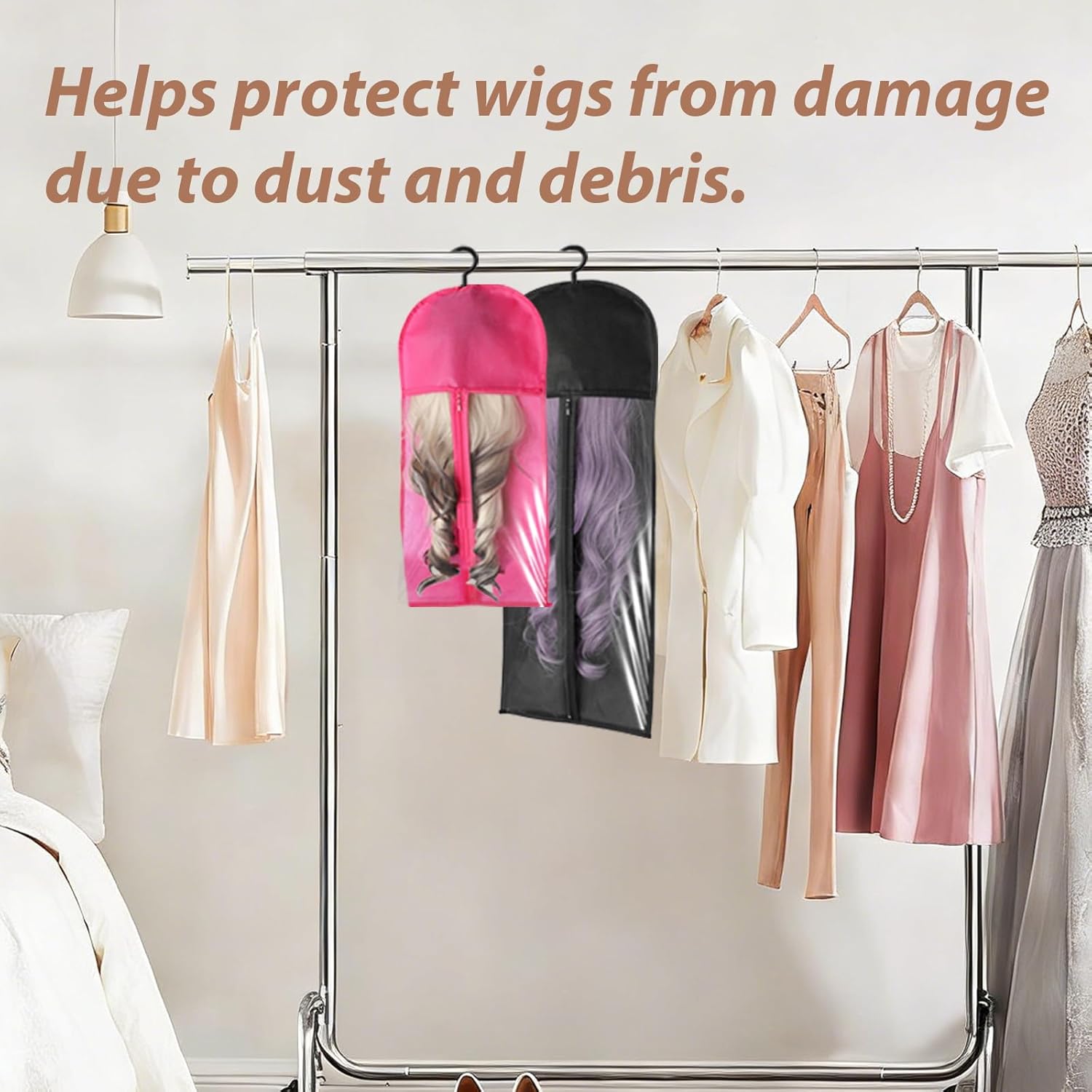 14PCS Wigs Storage Bags With Hanger, Dust-proof Wig Holder, Water-proof Wigs Rack & Organizer, Breathable Hair Extension Holder, Easy to Carry Wig and Accessories for Home, Travel, Hair Salon