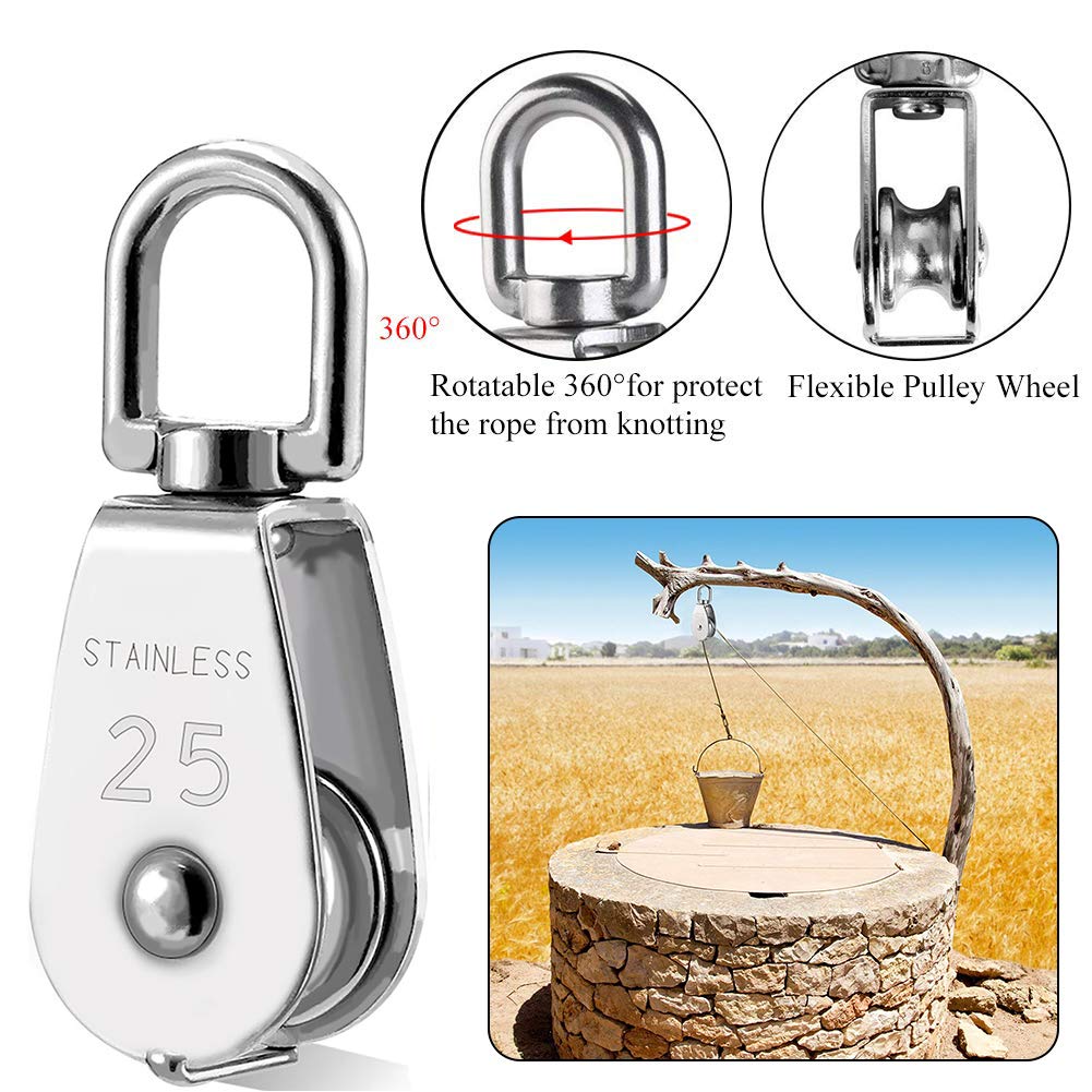 2 Pezzi M25 Puleggia In Acciaio Inossidabile,Puleggia Singola - Foto 4