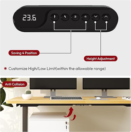 Miniatura 6 de SANODESK Marco de escritorio de pie de altura eléctrica de 3 etapas con motor doble, capacidad de carga de 220 libras, para oficina en casa (solo