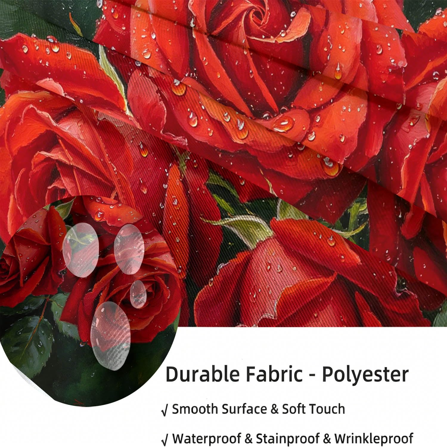 Prostokątny obrus 160 x 240 cm czerwone kwiaty poliester