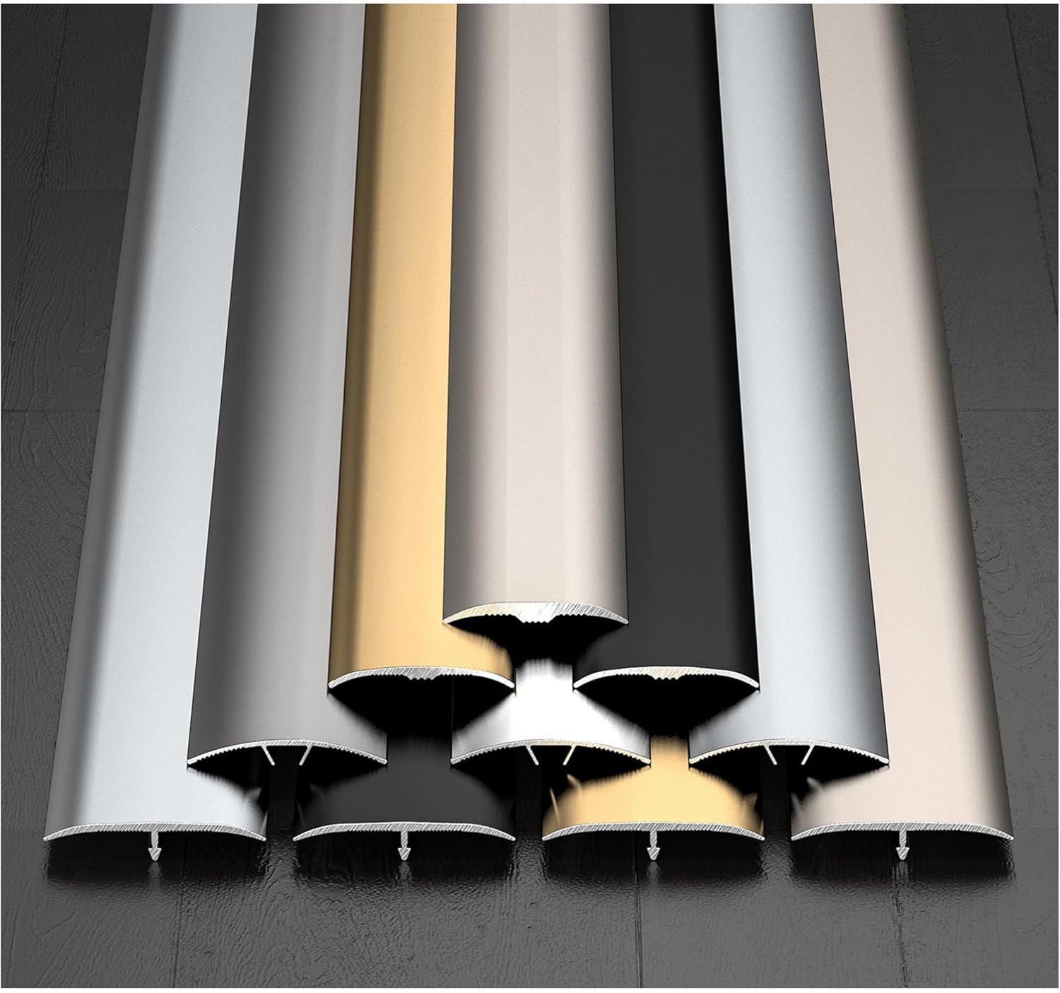 3Pcs Gold Aluminum Floor Transition Strips, Flat Door Threshold Divider for Laminate Flooring Gaps, 4cm/1.57in, Durable Trim for Smooth Joins and Seamless Finish