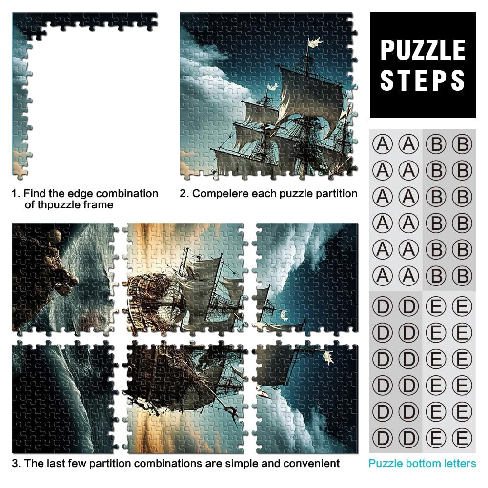 Puzzle 2000 pezzi per adolescenti Nave pirata Giocattolo educativo intellettuale decomprimente Collezione di artisti, Belle arti 70x100cm