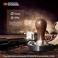 Vista 2 de KYONANO Espresso Tamper 2.008 in – Tamper con mango de madera Chacate Preto – Tamper de café más jarra de espuma de leche 11.8 fl oz y alfombrilla