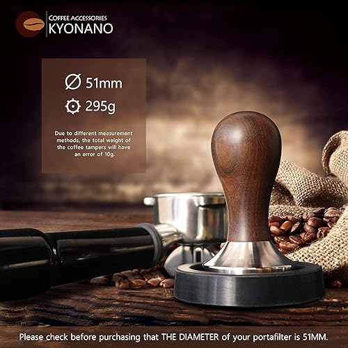 Miniatura 3 de KYONANO Manipulación de espresso de 2.008in, mango de madera Chacate Preto, prensa de café expreso y jarra de espuma de leche gratis de 11.8fl oz,