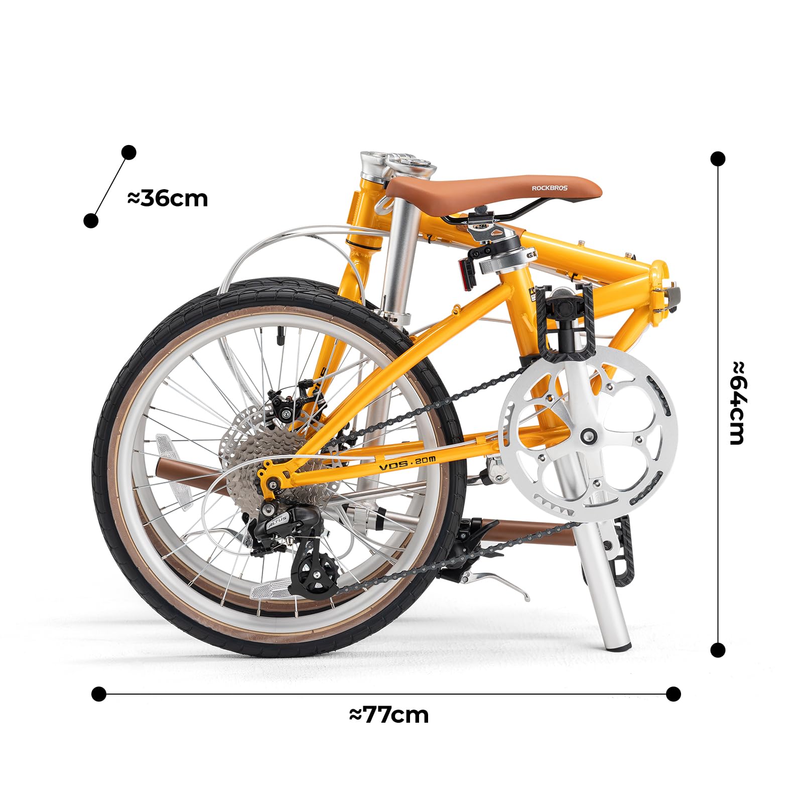 ROCKBROS VDs 20 Zoll Faltrad 8-Gang Altus Schaltung Klapprad, Leichtes Faltfahrrad City Bike Quick Fold für Stadt & Pendeln