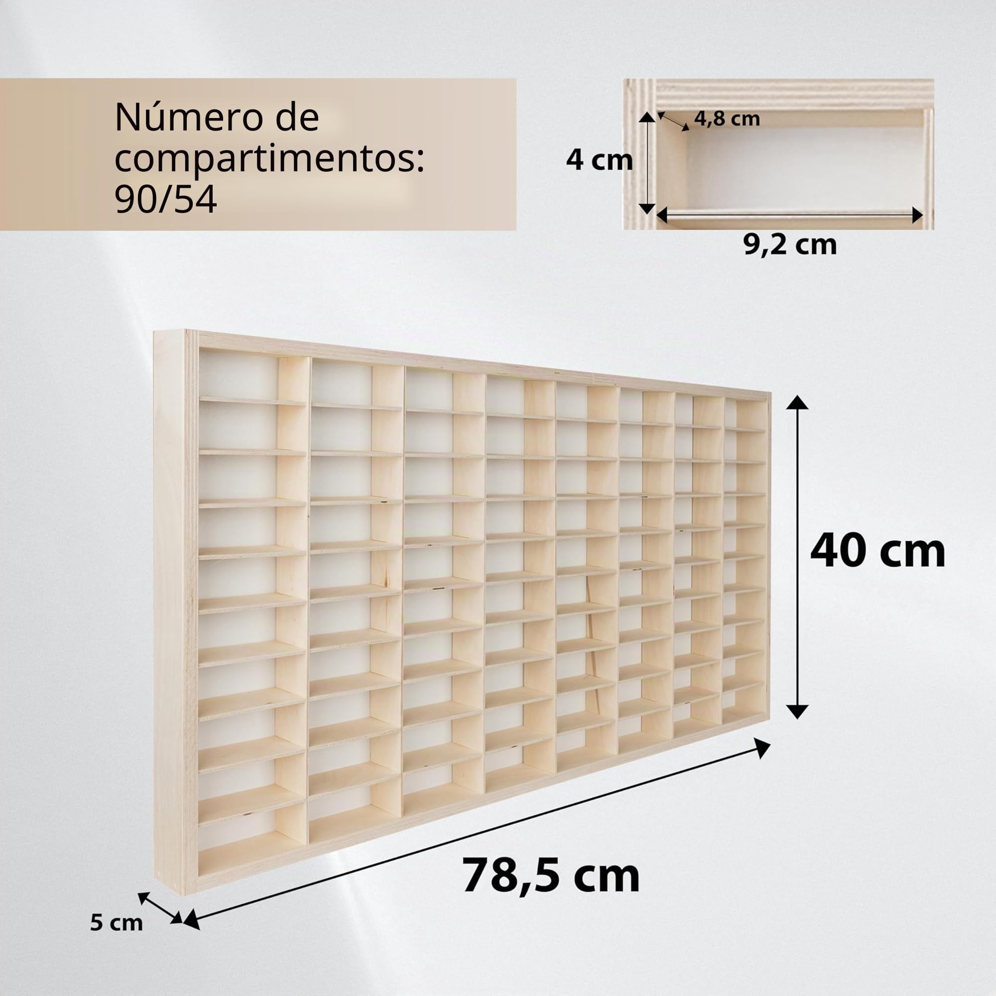 KRUZZEL - Estante de madera para coches de juguete con 80 compartimentos - Estante de pared para habitación infantil - Apilable y ajustable - Vitrina de coleccionista de madera - Caja expositora de