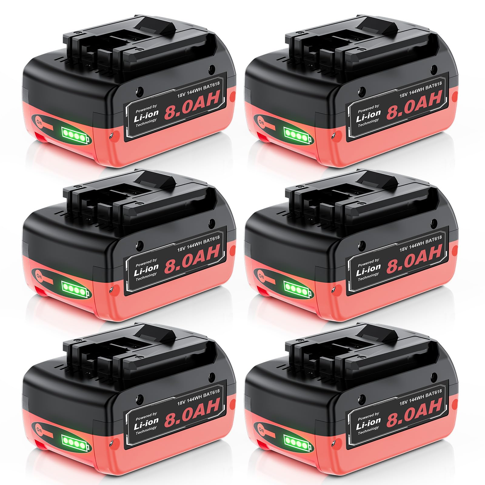 6X 18V 8000mAh Ersatzakku für Bosch 18V akku BAT618 GBA