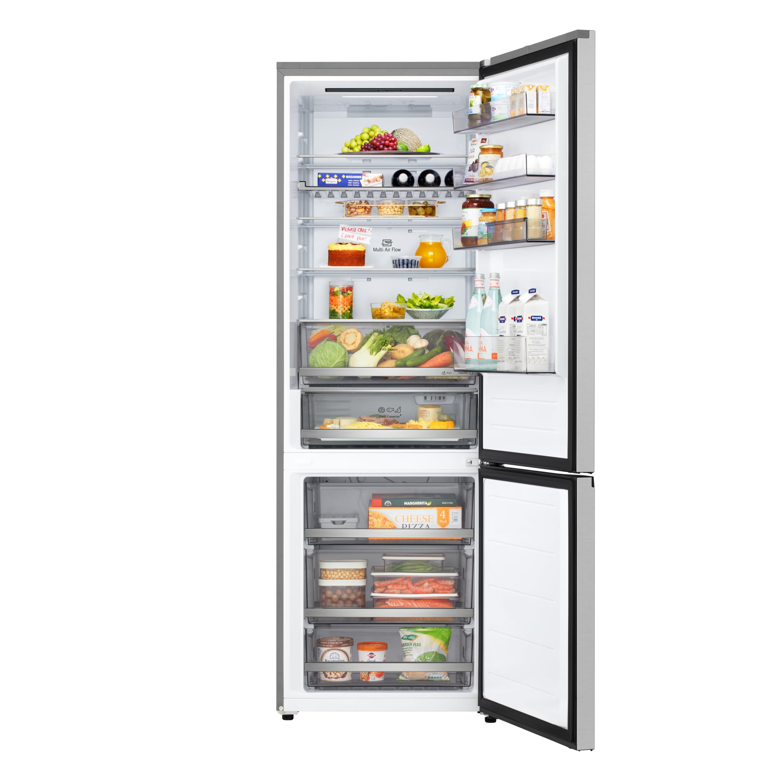 LG GBBW322DPY Frigorifero Combinato Fit & Max Larghezza 70cm, Classe C, Raffreddamento Intelligente con AI Fresh,Fresh Converter, Total No Frost e Metal Fresh, Door Cooling, 465L, Wi-Fi, Prime Silver