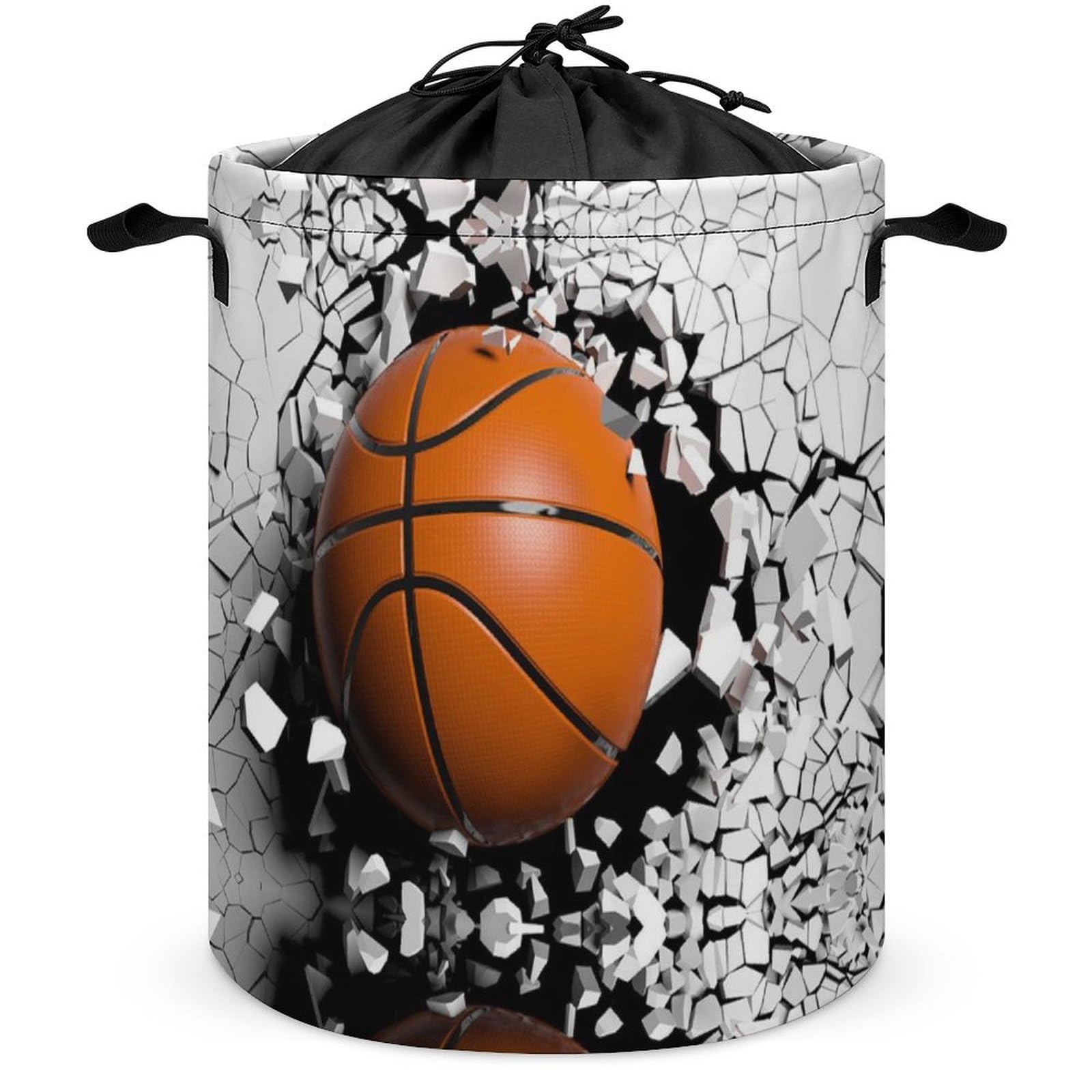 Qjjinxior Drawstring Laundry Hamper, Basketball Laundry Basket, Washing Basket with Handle