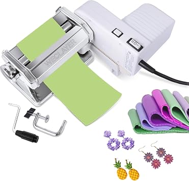 WECLAYER Electric Polymer Clay Press Machine Set,Dual Mode Clay Roller Machine,Clay Pasta Machine with 7 Adjustable Thickness Setting,90W Motor,Polymer Clay Tools for Clay Earring Making,Jewelry