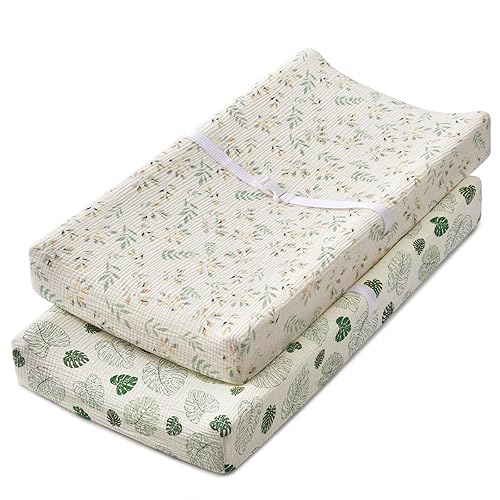 Miniatura 10 de Blissful Diary Funda para cambiador de muselina para niñas y niños, algodón ultrasuave y transpirable, fundas para almohadilla de mesa de cambio