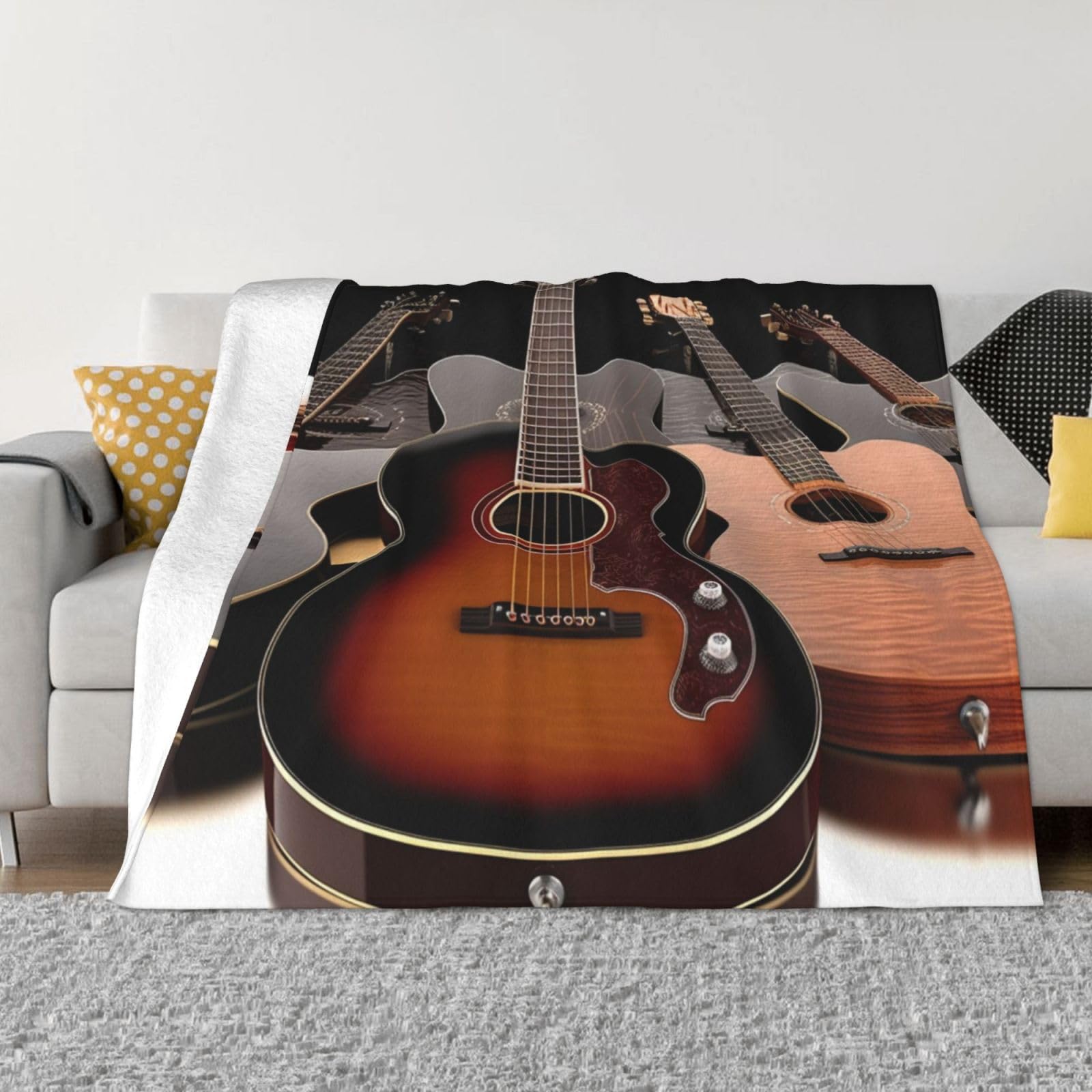 Couverture en micro polaire imprimée guitare légère et chaude
