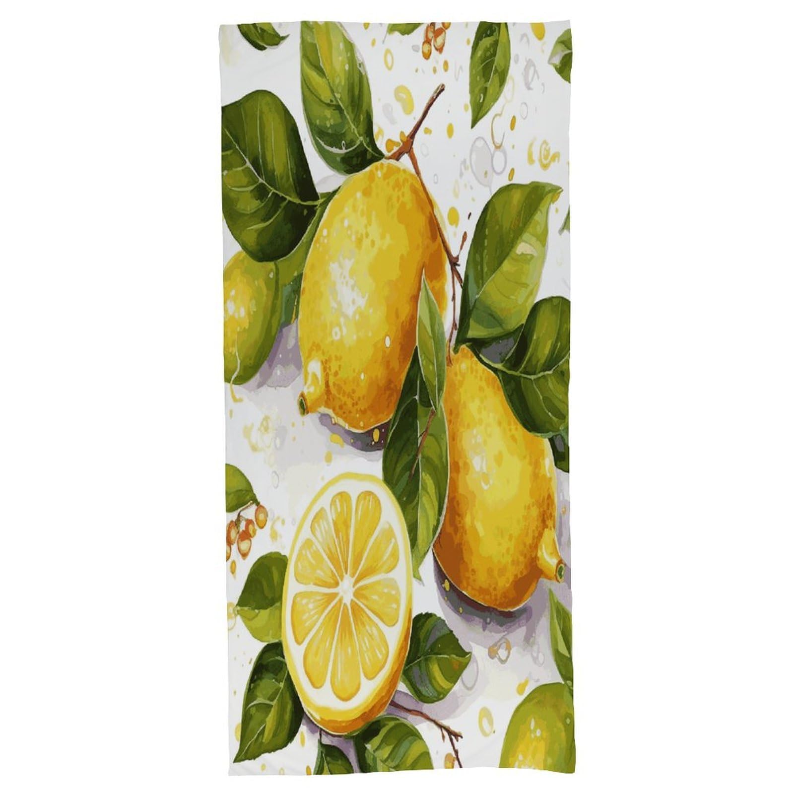 Fekiloot Men's Style Fruits Lemon Bath Towel Highly Absorbent,Beach Towels For Wo,Pool Towel Bathroom Essential For Beach,Gym,Travel, Camp