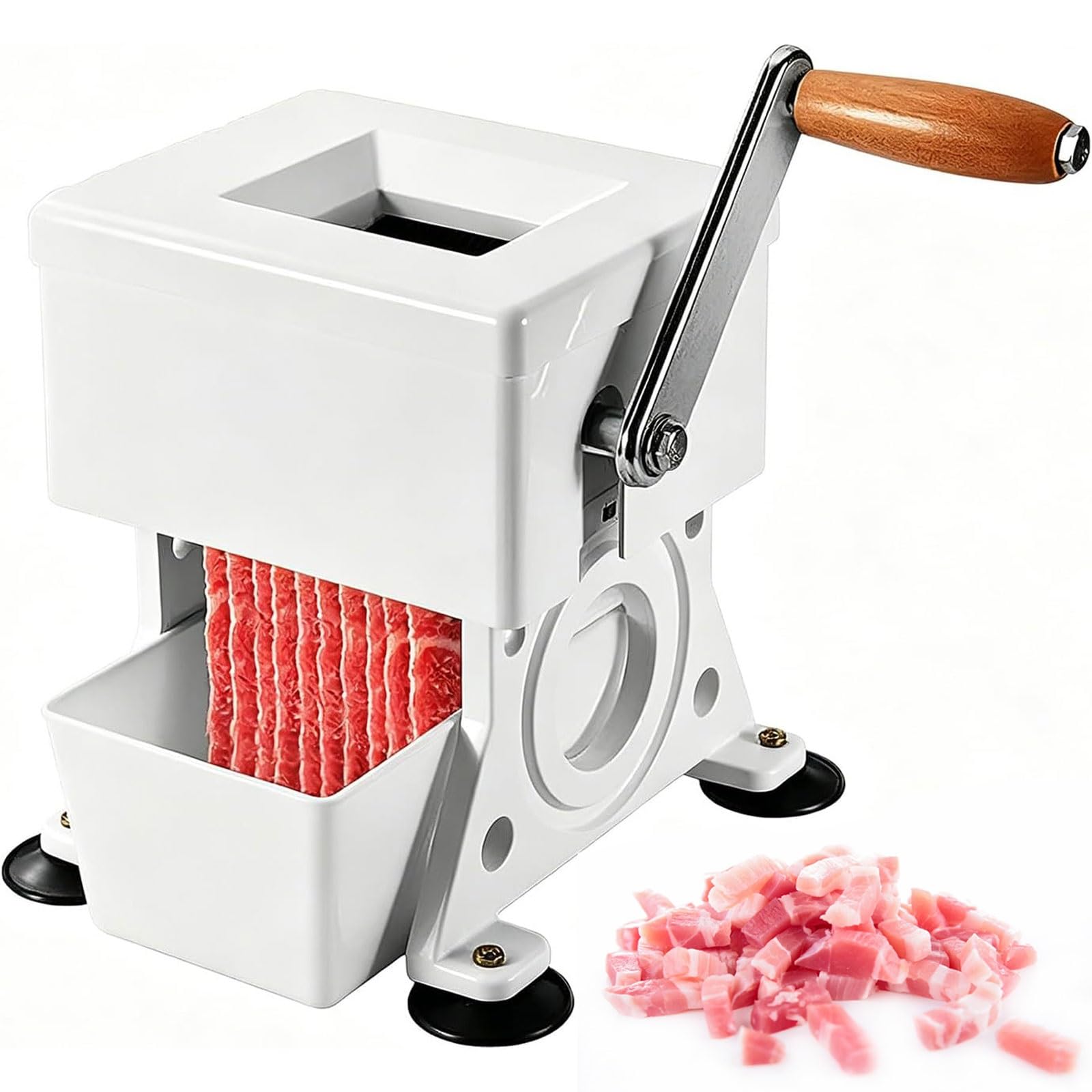 Tritacarne manuale con lama in acciaio inox e scatola di ricezione, manovella per uso domestico, spessore di taglio 3 mm