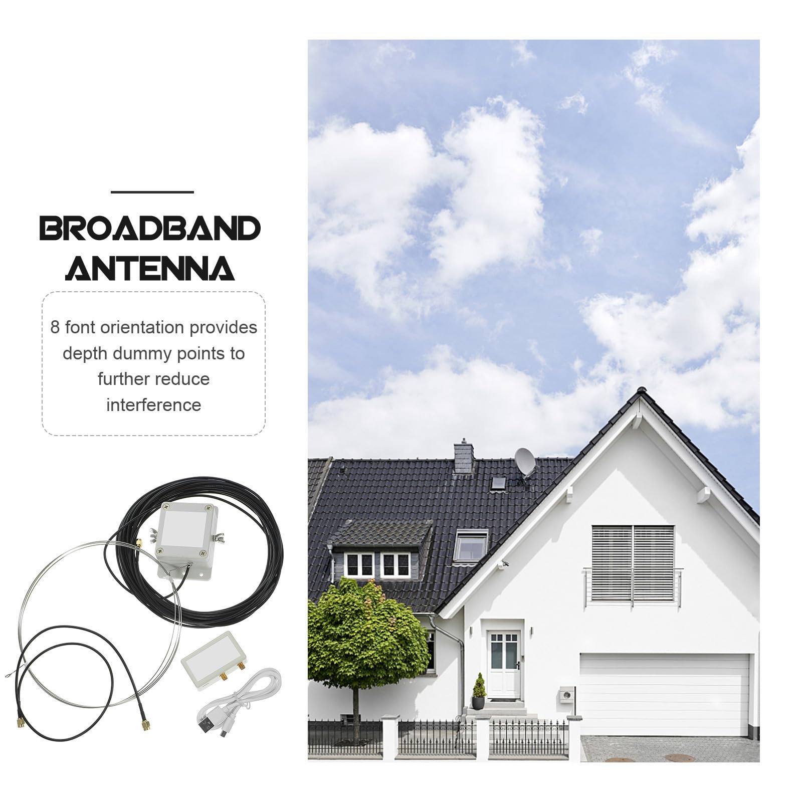 ABOOFAN Antenne en Plastique Annulaire à Ondes Moyennes Active Interférences Mla-30 et Alimentation Autonome pour Balcon et Toit