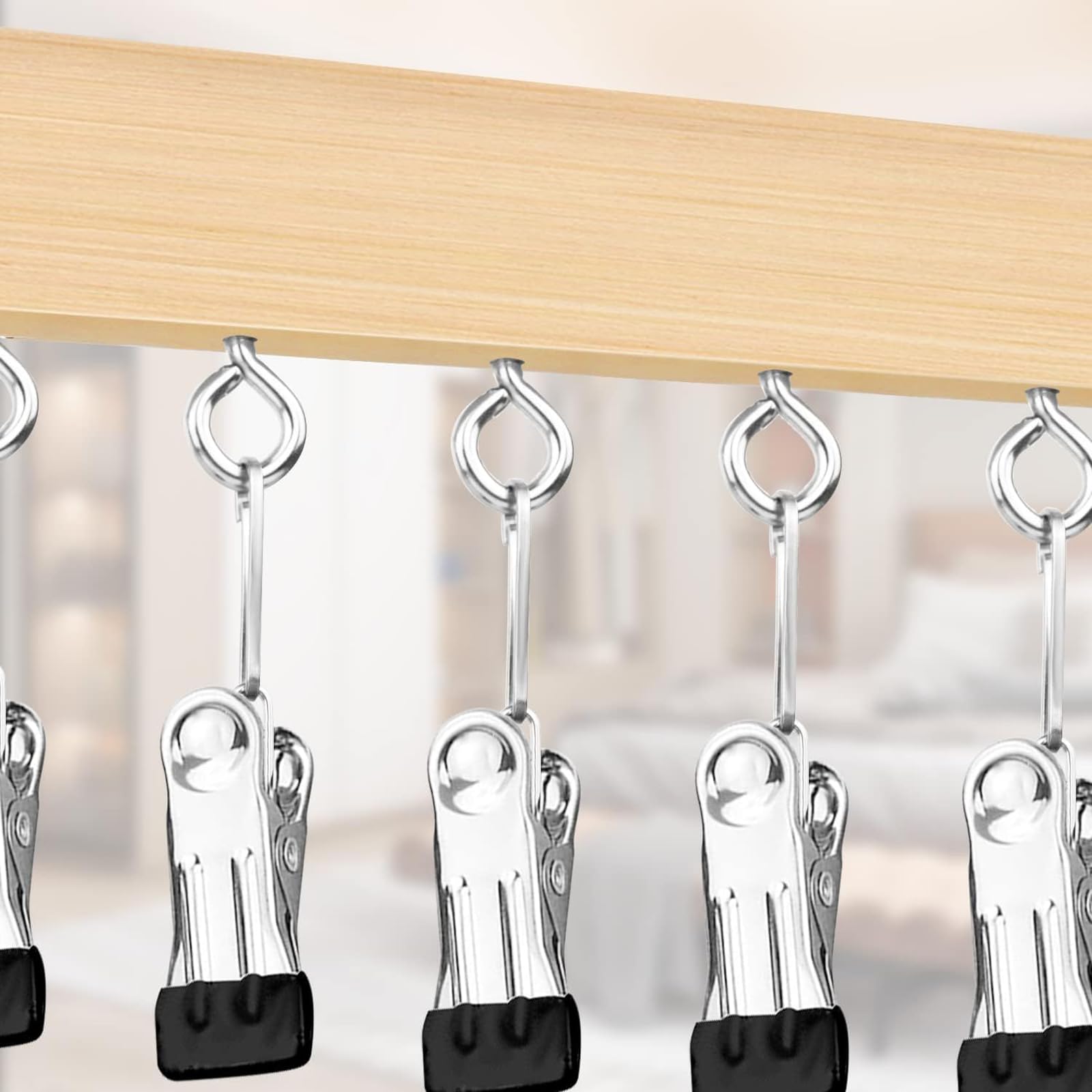 LMSAWK 4 Pack Hat Organizer Hanger, Legging Organizer for Closet 20 Clips 360° Revolve Wooden Hanger for Socks Face Mask - Image 3