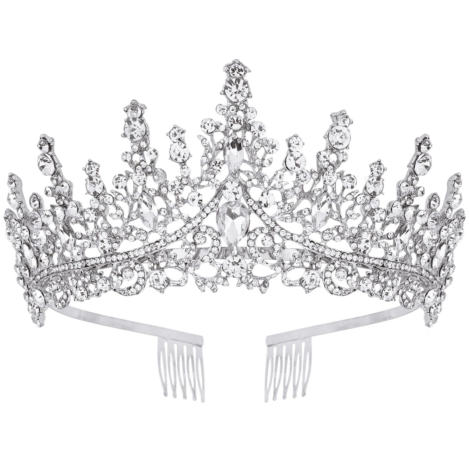 CURASA Silber Tiara und Kronen für Frauen Kristall Königin Krone, Hochzeit Tiaras für Braut Prinzessin Krone für kleine Mädchen Kopfschmuck für Braut Geburtstag Party Abschlussball Halloween Festzug
