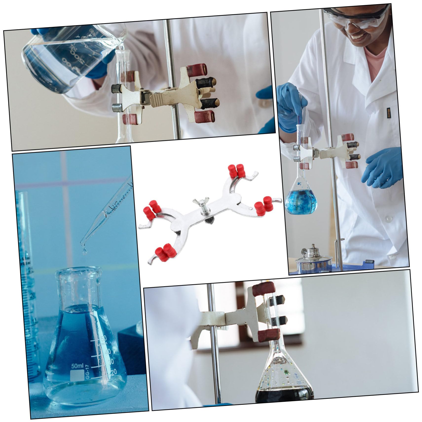 Cabilock 5 Pezzi Morsetto Buretta in Alluminio Resistente per Laboratorio Clip di Fissaggio per Tubi da Titolazione Supporto Compatibile per Esperimenti Scolastici e Scientifici