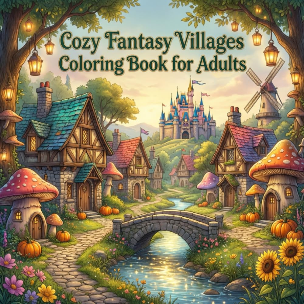 Cozy Fantasy Villages Coloring Book for Adults