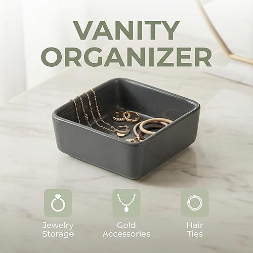 Miniatura 5 de Juego de 2 dispensadoresorganizadoressoportes cuadrados de cerámica para escritorio, bonitos soportes para clips y pines de oficina (amarillo)