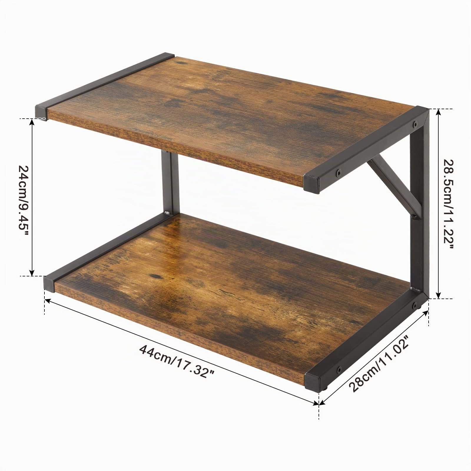 IBUYKE Support d'imprimante de Bureau à 2 Niveaux, étagère de Rangement Multifonction pour fax, Scanner, fichiers, Livres, Four à Micro-Ondes, Marron Rustique TLJ004H