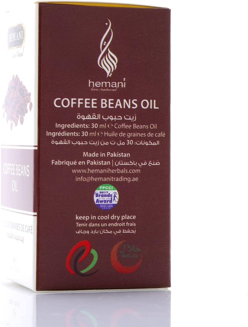 Hemani Coffee Bean Oil 30ml (1 Fl Oz) - 100% Pure Cold Pressed | Rich Antioxidant Oil | Natural Carrier Oil for Skin & Hair