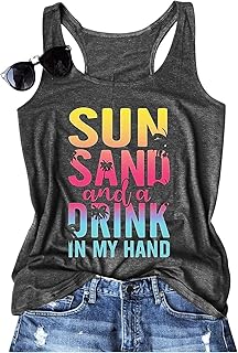 Womens Tank Tops Summer Racerback Graphic Tanks Beach Vacation Tops Loose Running Athletic Sleeveless Shirt Cami
