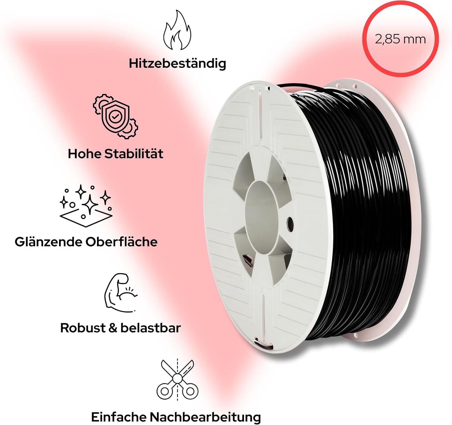 Verbatim ABS Filament - 2.85 mm, 1 kg, Acrylonitrile Butadiene Styrene, Black