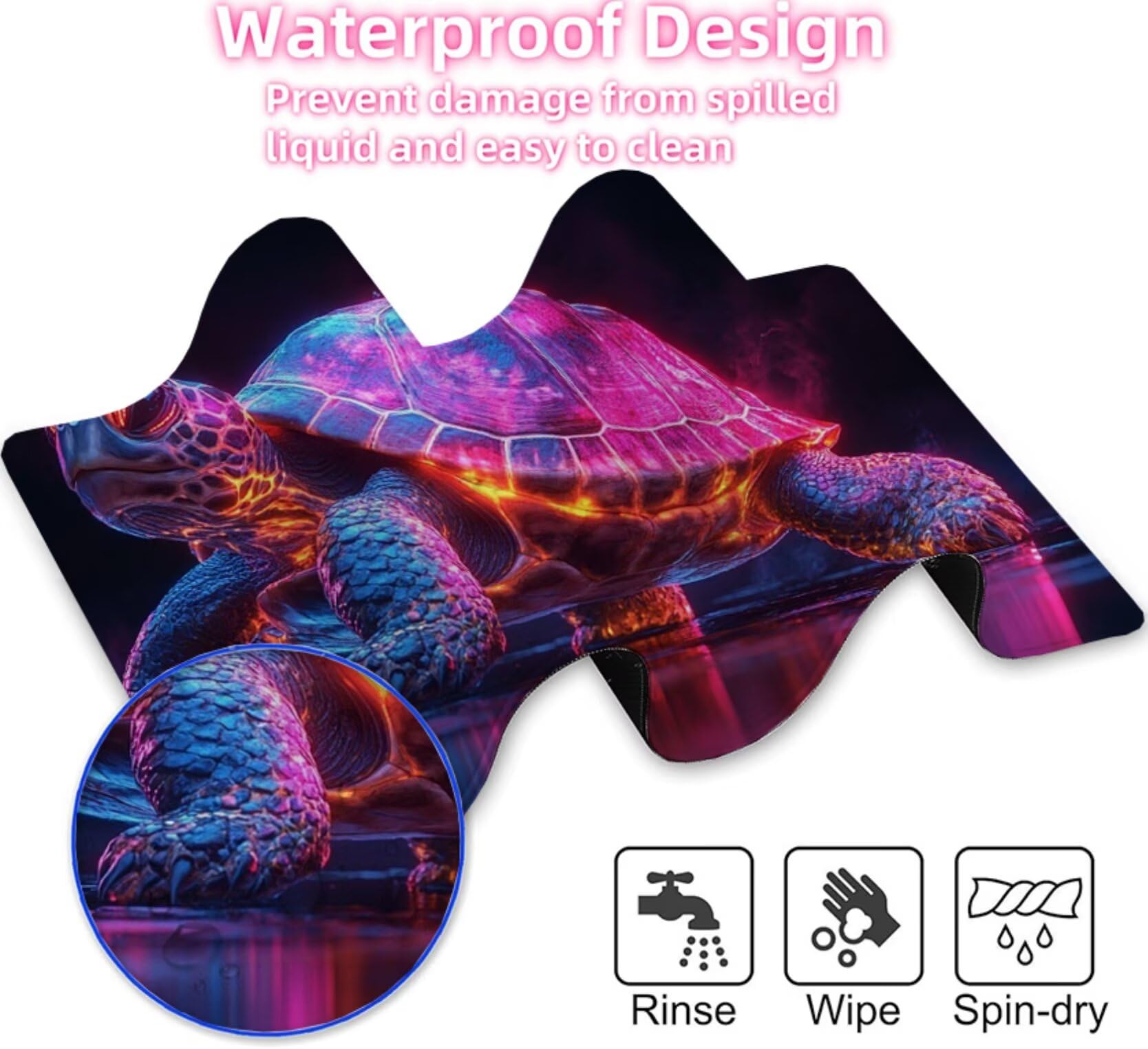 Podkładka pod mysz z żółwiem realistyczna podkładka pod mysz 1500 x 800 x 3 mm pod ręką akcesoria do gier, podkładka pod mysz do klawiatury z przeszytymi krawędziami i antypoślizgowym tyłem, wysoka