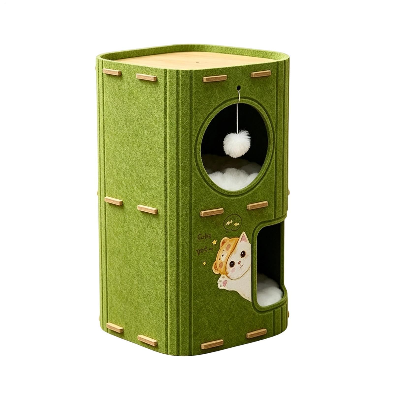 Katzenhaus Indoor, Doppelstöckige Faltbare Katzenhöhle, Gemütliches Katzenb | Weiches Katzennest zum und Spielen, Robustes Haustierhaus mit Komfort Design, Katzenzubehör für Zuhause und Reisen